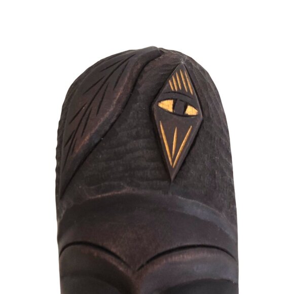 Vtg African Tribal Face Masks Wood Carved Wall Hang Tiki Signed M. Paul 10" - Picture 10 of 16